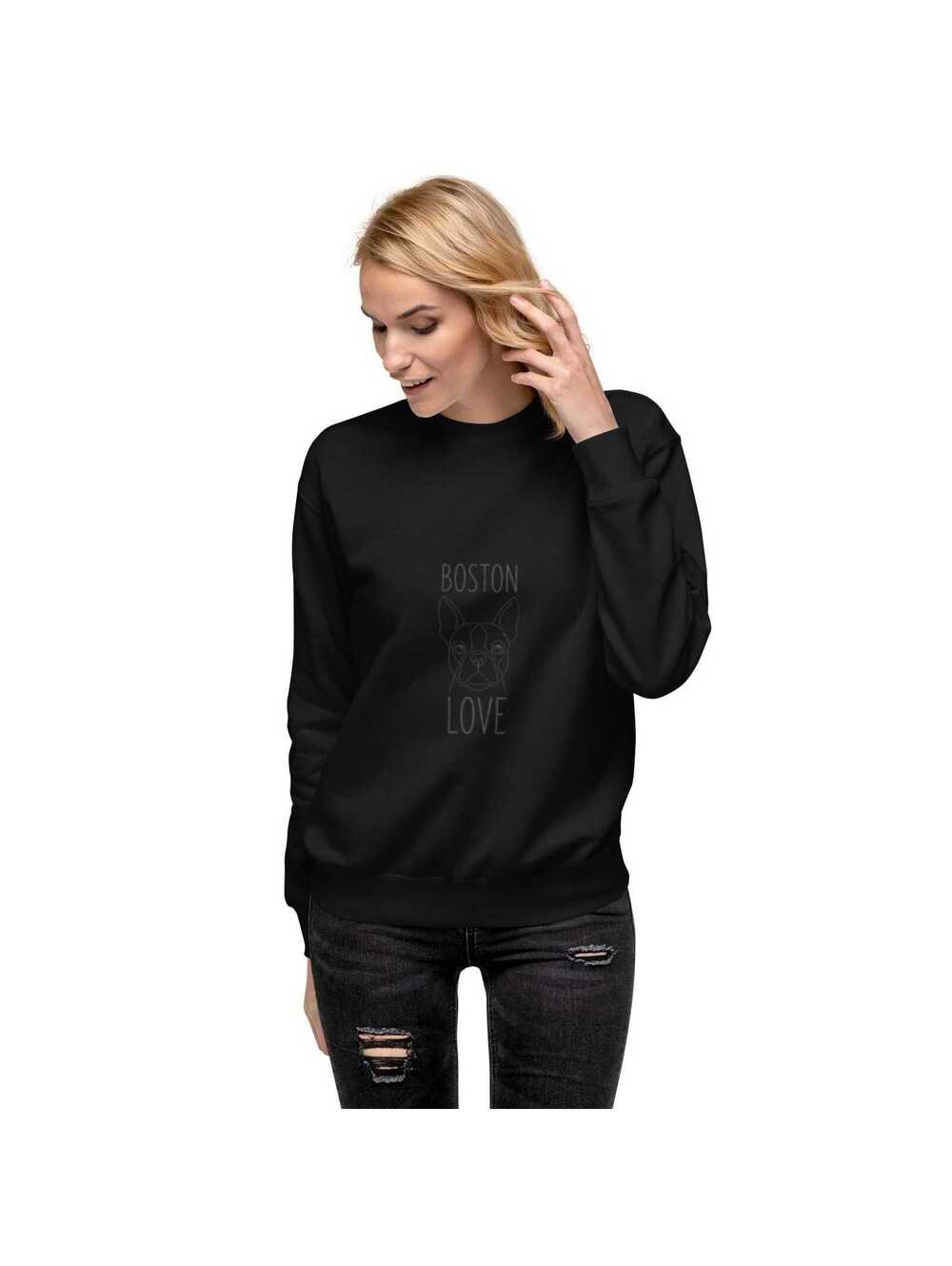 BOSTON LOVE Minimalist Design Dog Face Sweatshirt: Soft Fleece, Streetwear Style